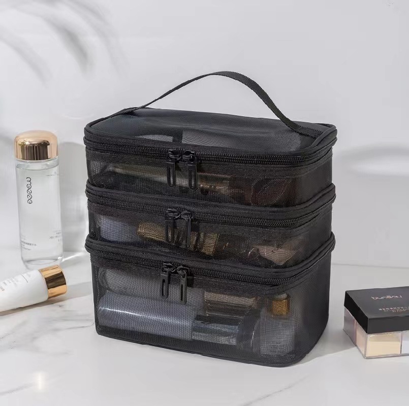 Picture of Large Capacity Toiletry Bag Portable High-value Cosmetic Bag Multi-purpose Travel Double-layer Toiletry Bag Storage Bag Mesh Bag