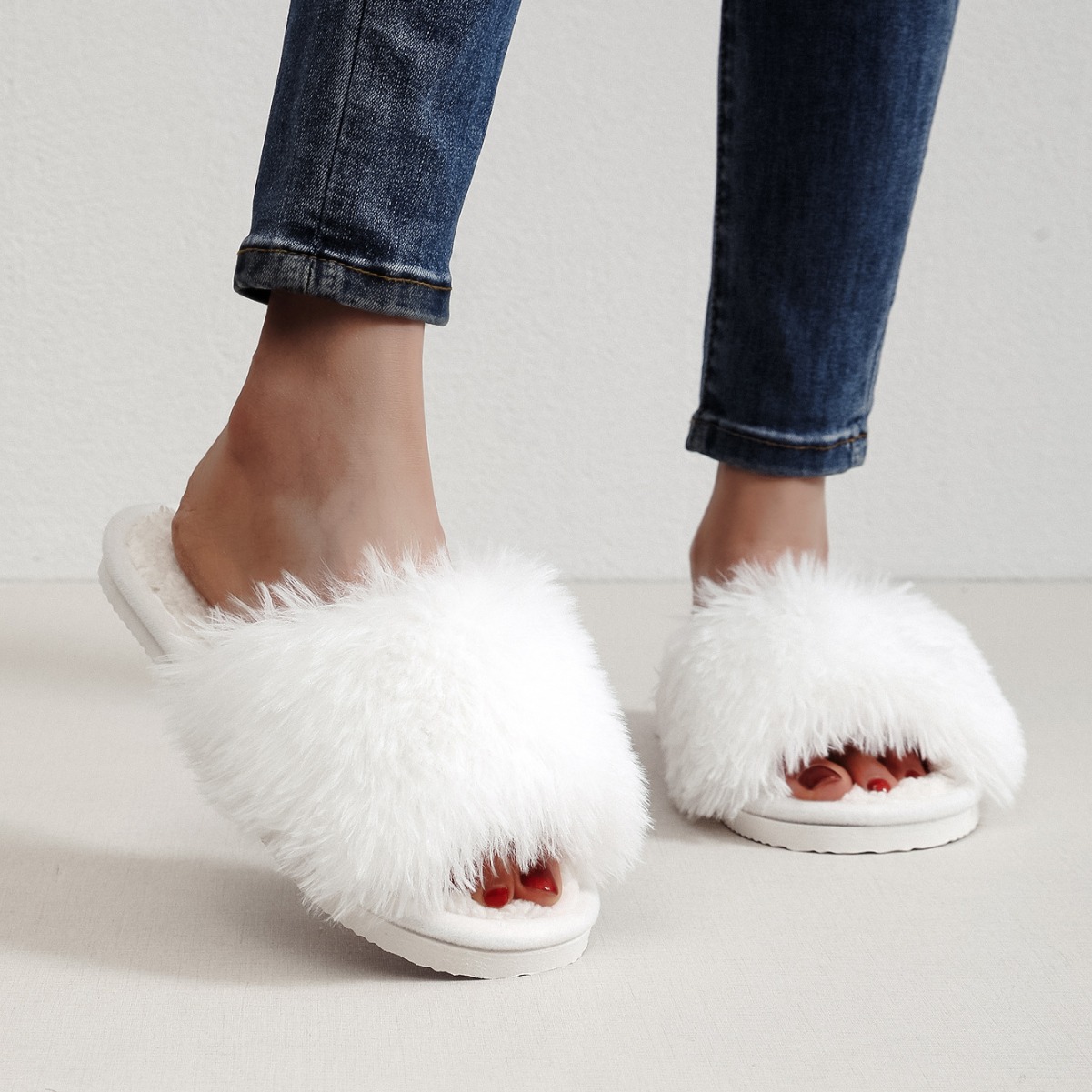 Fairy style plush slippers 2024 new spring and autumn plush slippers cotton slippers winter slippers