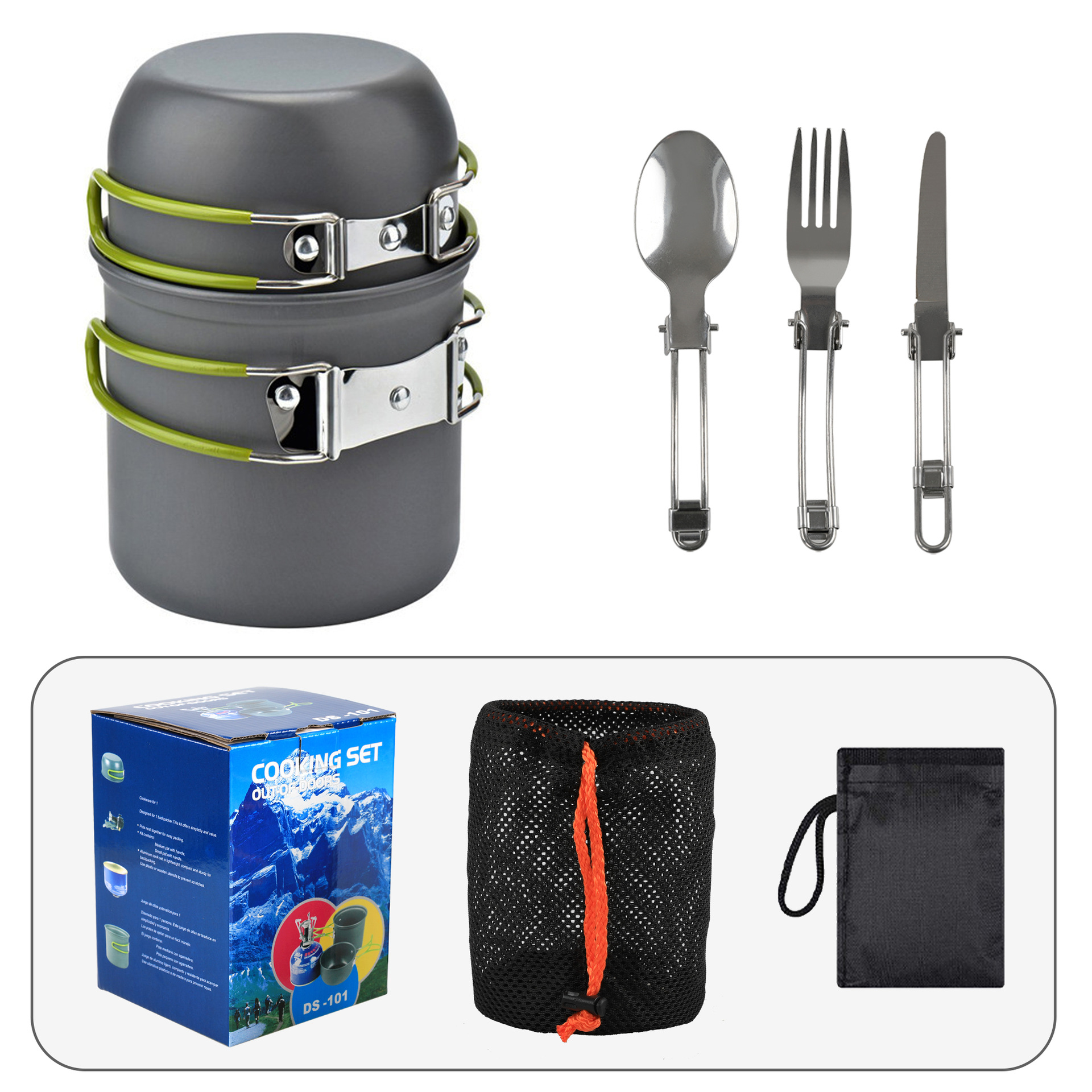 Picture of Outdoor Pot Set for 1-2 People, Portable Camping Cookware with Tableware, Ds-101 Pot Set, Cross-Border Supply