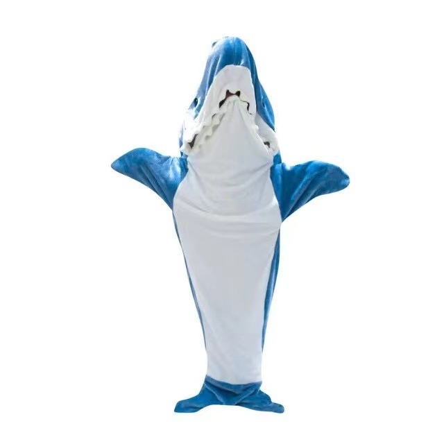 Picture of Cross Border Shark Sleeping Bag Adult Hoodie Sleeping Bag Flannel Home Clothes Loose One-piece Pajamas Shark Nightgown