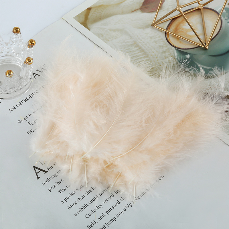 Picture of Feather decoration color turkey feather pointed tail velvet dream catcher net material wave ball gift box filler shooting props