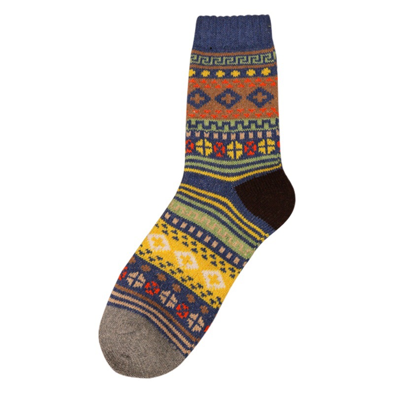 Men's winter thick wool socks thick line socks ethnic wind totem socks autumn and winter retro wind socks