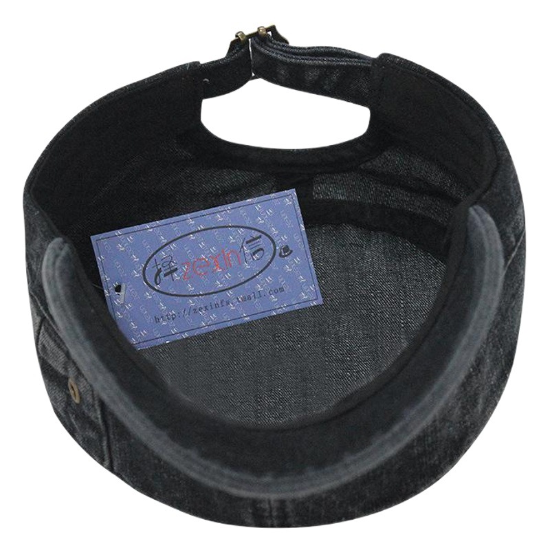 Hat Men's Korean Style Washed Distressed Denim Breathable Military Cap Outdoor Sunshade Flat Cap Women's Casual Cap