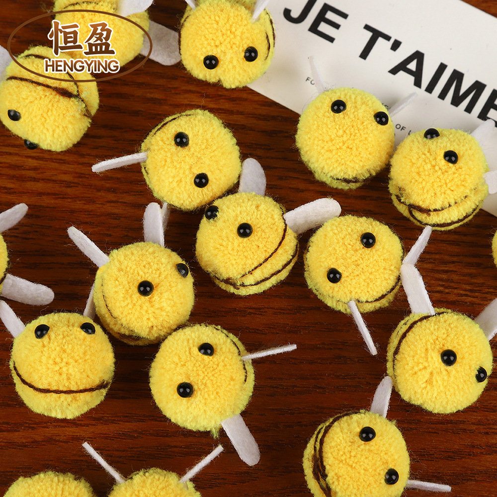 Cross-border cashmere bee fur ball cute diy handmade bee fur ball clothing accessories hat plush