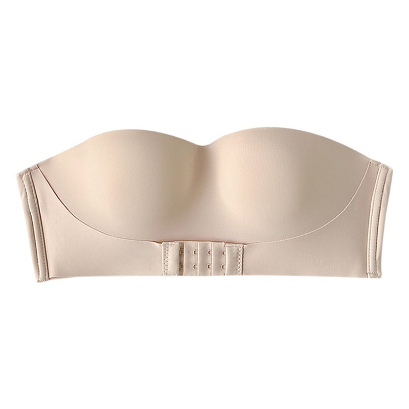 Strapless Front Buckle Push-up Latex Bra for Girls Small Chest Adjustable Traceless Anti-walking Light-free Bra