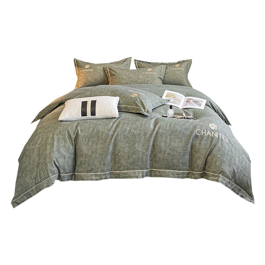 Picture of Light luxury embroidery thickened brushed bedding four-piece quilt cover quilt cover bed sheet three-piece fitted sheet factory wholesale
