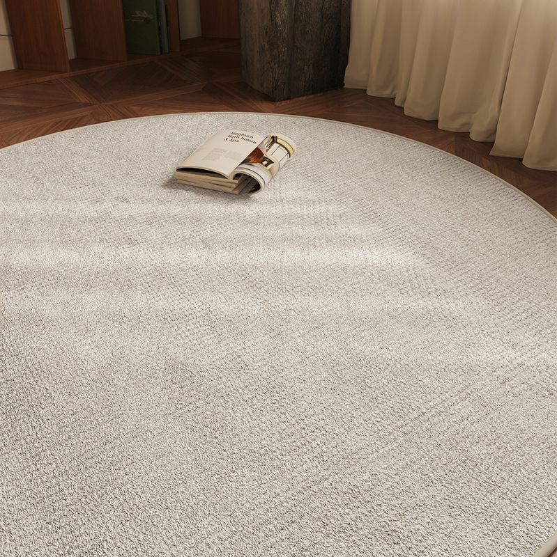 Picture of Log style solid color round carpet living room cloakroom bedroom floor mat swivel chair sound insulation mat balcony dressing table mat