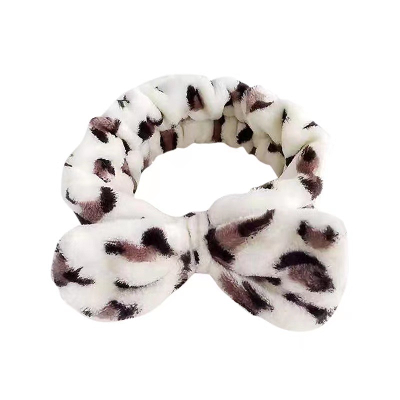 Picture of Korean Style Cute Dot Striped Headband Bow Hair Band Plush Hair Accessories Face Wash Hair Band Makeup Mask
