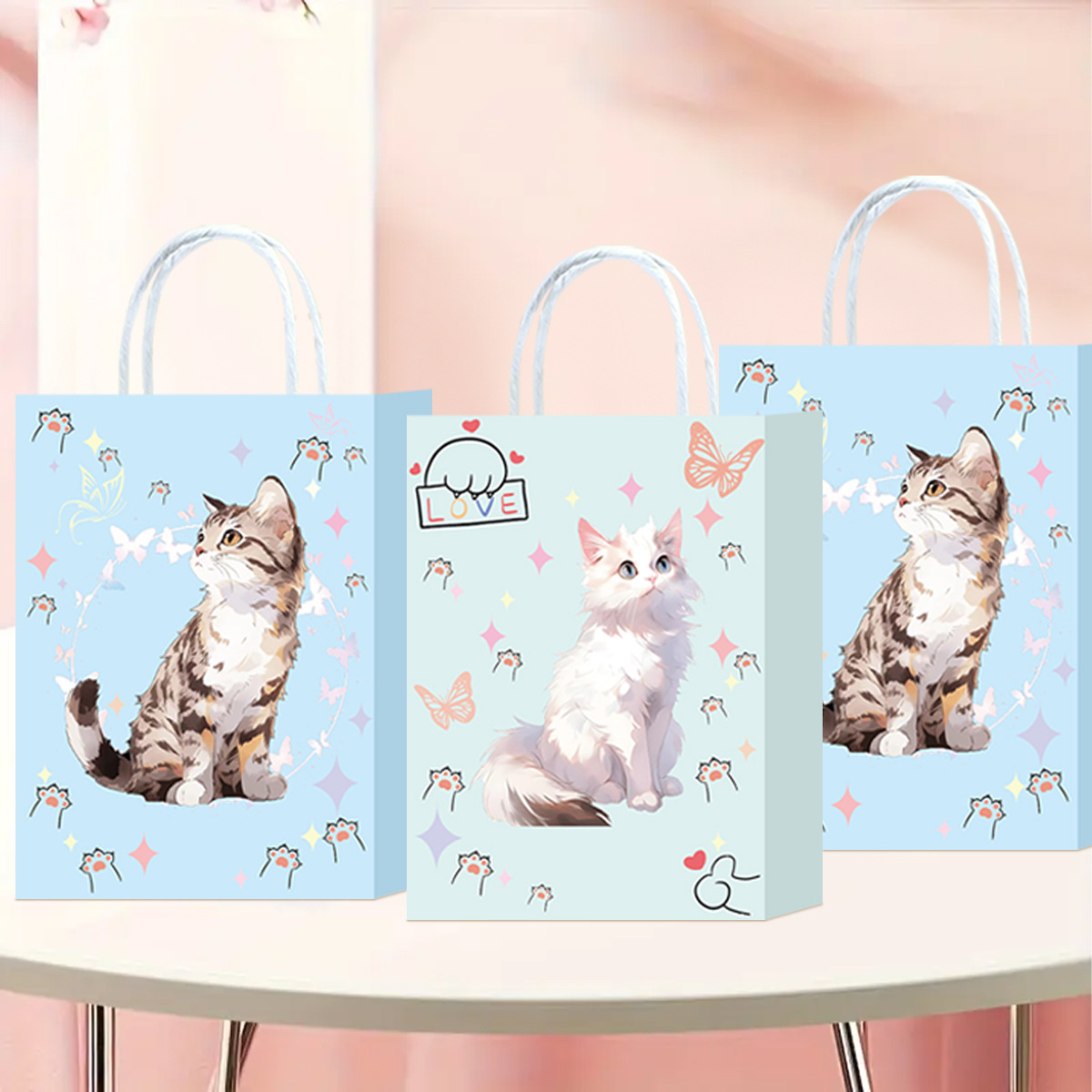 Factory New Explosions Amazon AliExpress TEME Kitten Two Paper Bags Handbags Gift Bags Universal Paper Bags