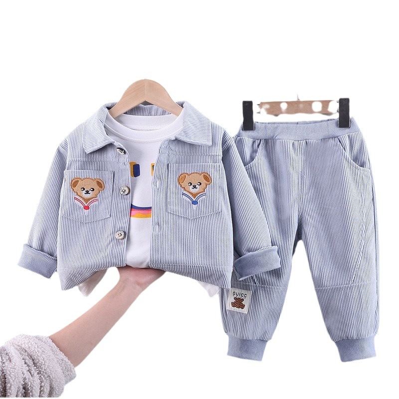Foreign trade wholesale baby handsome 2023 New Baby Children's workwear jacket trendy boy's three-piece suit live delivery