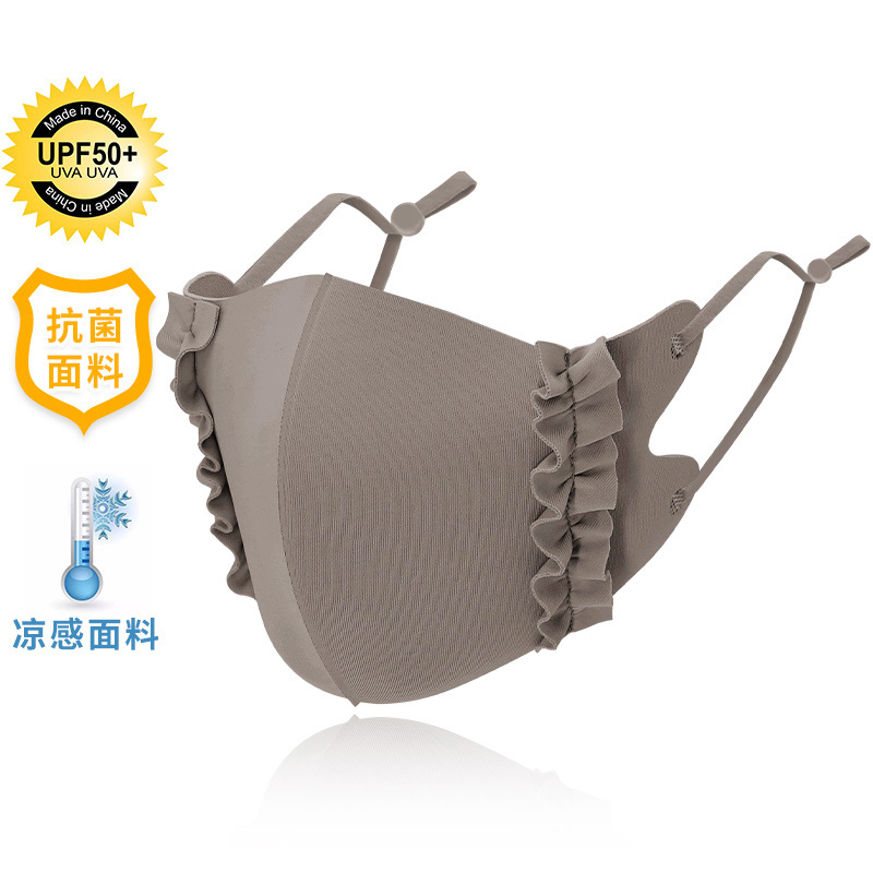 Picture of Ice Silk Wood ear edge three-dimensional adjustable cloth mask candy color thin cool sunscreen breathable mask 