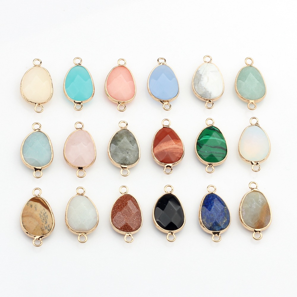 Picture of Cross-border hot selling new natural stone pendant copper wrapping cut-shaped double hanging pendant wholesale