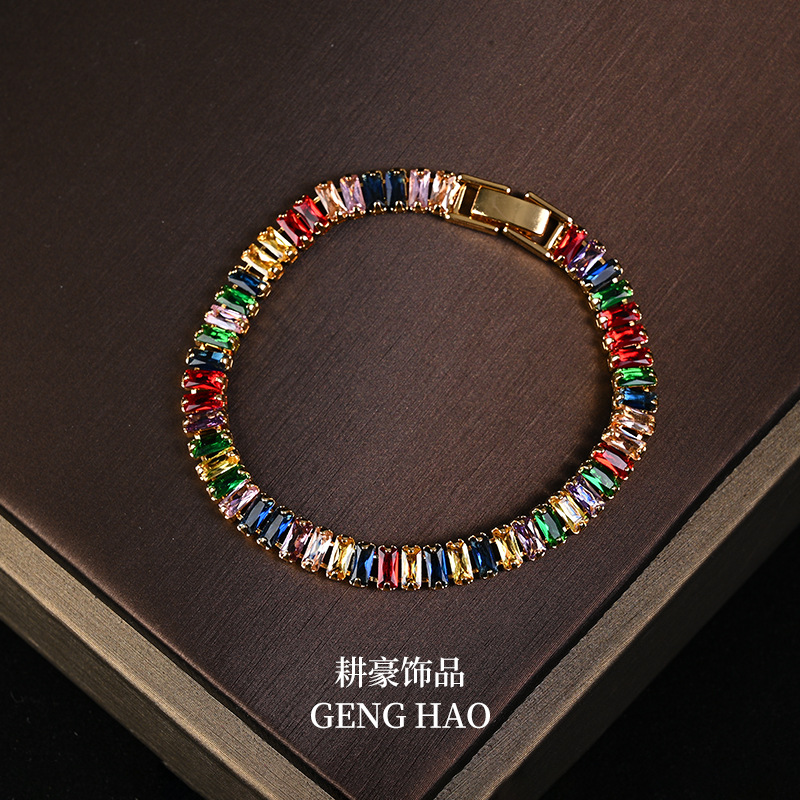 Picture of Colorful Alloy Jewelry suit Niche Simple Rainbow Necklace Bracelet Earrings Female Qingdao Middle Ancient Jewelry