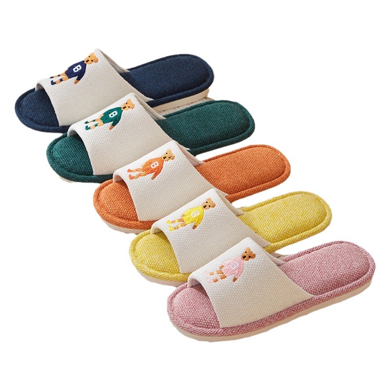 Linen Slippers for Kidsren, Simple Cartoon, Cute, Boys and Girls, Home Use, Indoor Non-Slip, Sweat-Absorbent, Breathable and Comfortable