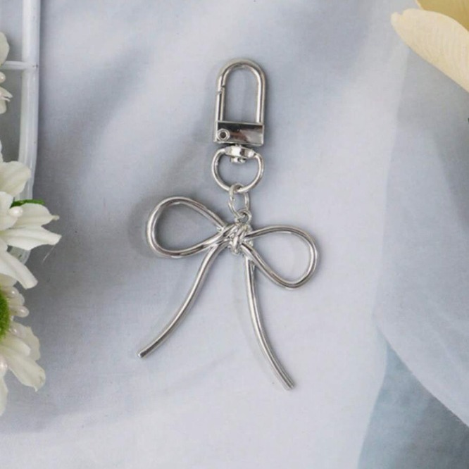 Ins Exquisite Escape Princess Ribbon Bow Keychain Chanel Style Pendant School Bag Hanging Ornaments