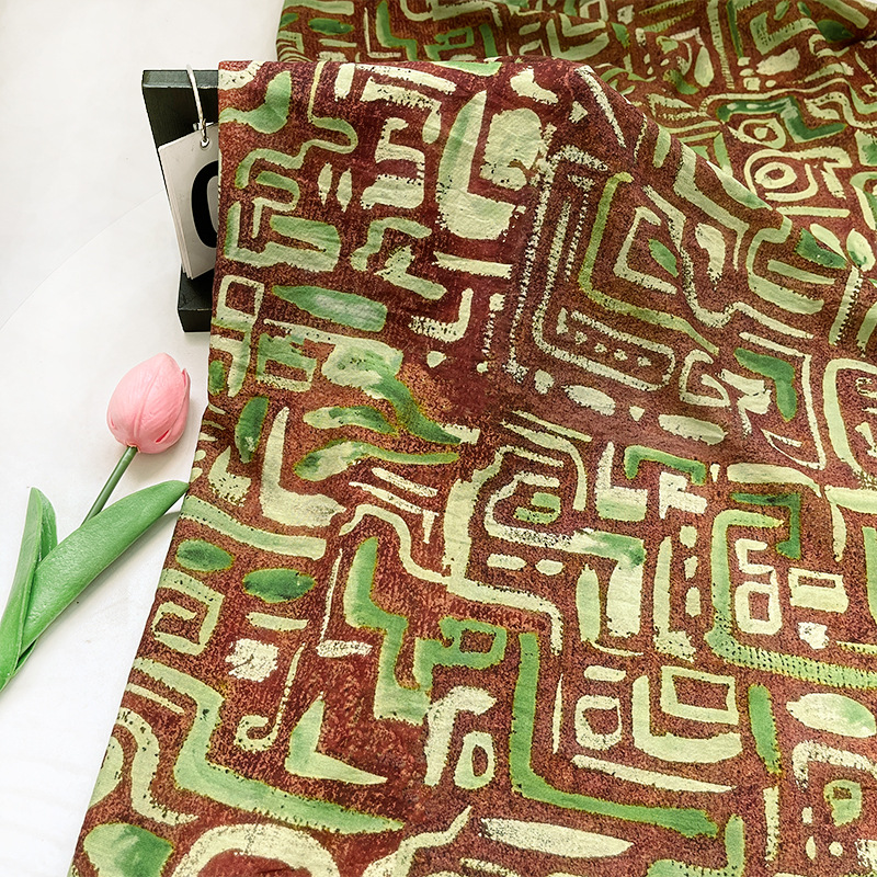 Rune print brocade cotton fabric new Chinese style cheongsam dress top Hanfu fabric digital printed fabric
