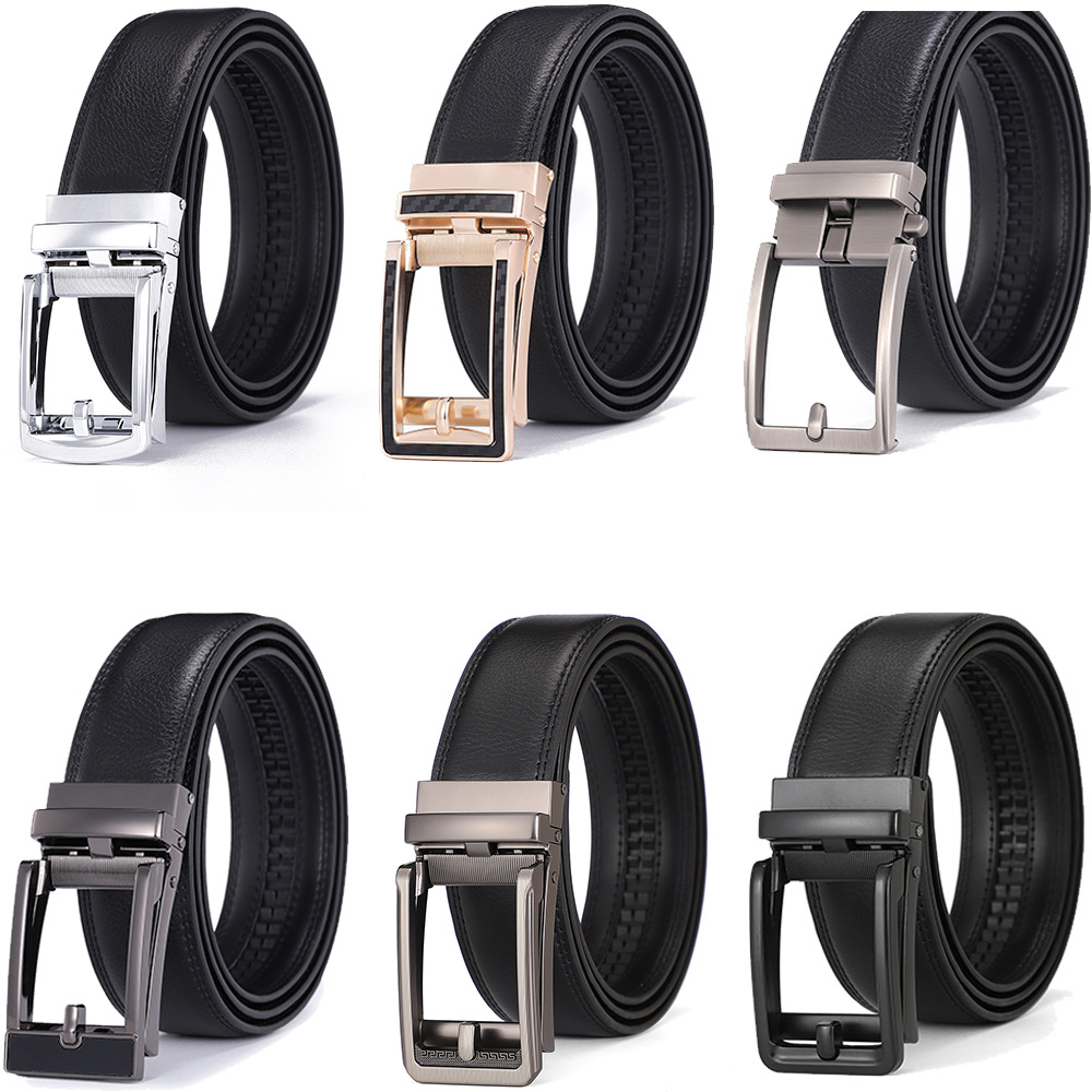 Belt Men's Wholesale High-End Genuine Leather Automatic Buckle Cowhide Belt Men's Business Men's Trouser Belt Casual Manufacturer