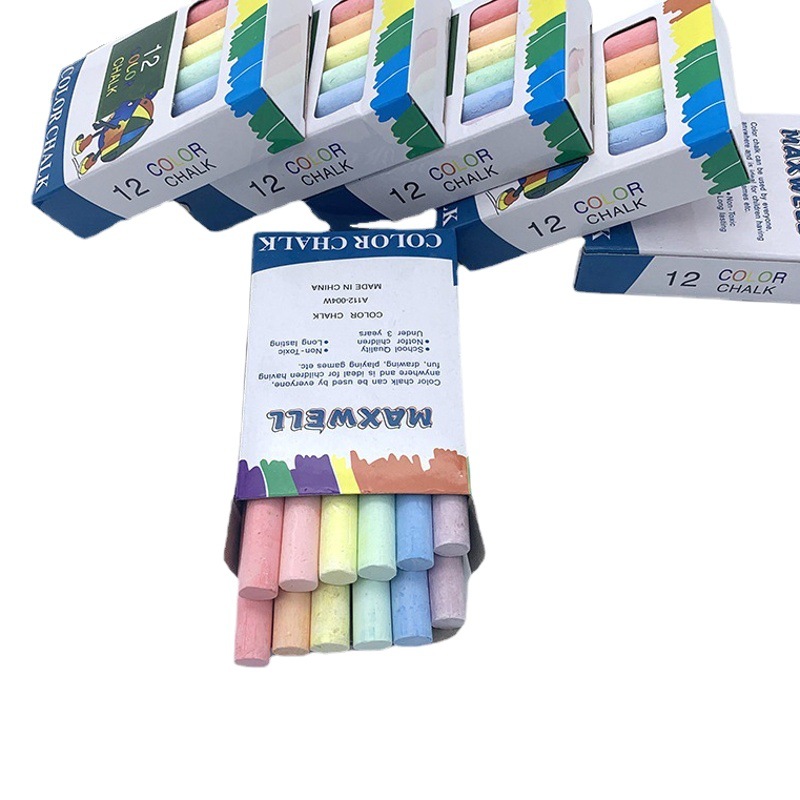 Dust-free colored chalk in stock wholesale 12 PCs/boxed children's drawing board chalk teaching accessories teacher chalk