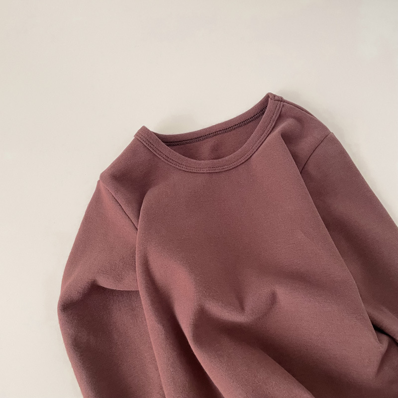 Picture of Children's Pure Cotton Thermal Underwear Boys' Bottoming Shirt Autumn and Winter Girls' Autumn Clothes Single-Piece Top Mid-Children's Half-High Collar Baby