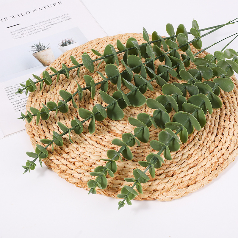 Picture of Cross-Border single eucalyptus leaf money leaf decoration wedding decoration simulation green plant artificial flower eucalyptus wholesale