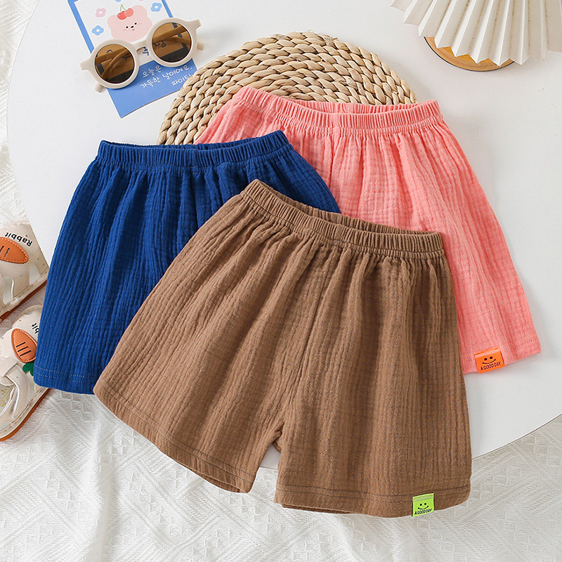 Picture of 24 summer children's shorts children's candy color cotton yarn loose casual sports shorts breathable five-point beach pants