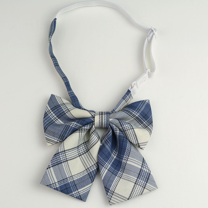 Picture of Hot-selling College Style Oka Pear Field Soot Black Bow Plaid Flat Horn JK Collar Bow Tie Shirt Accessories