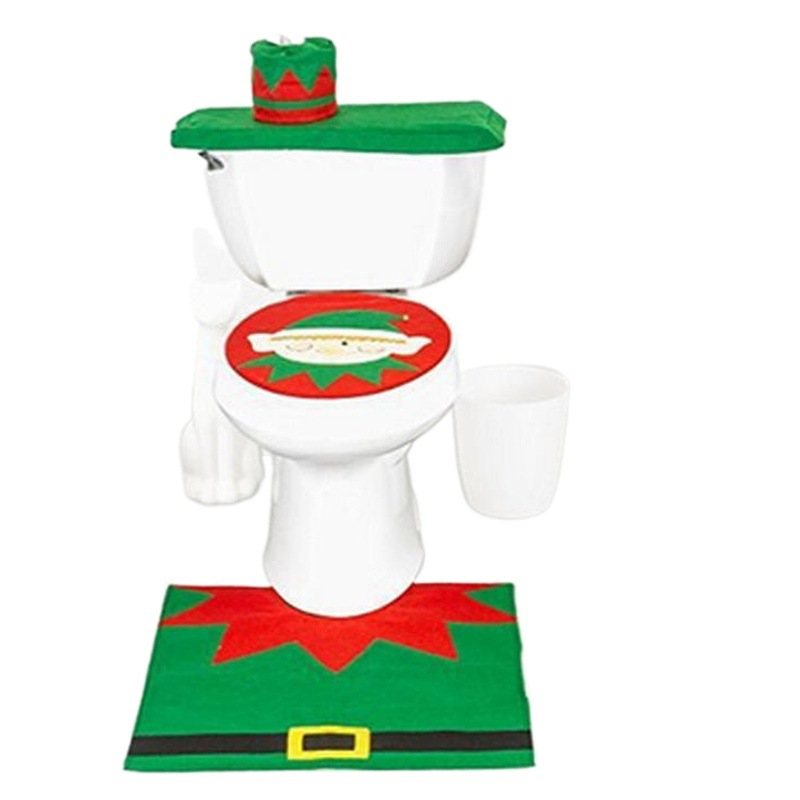 One PieceSanta Claus Toilet Set Three Piece Snowman Toilet Set Elf Christmas Deer Toilet Set