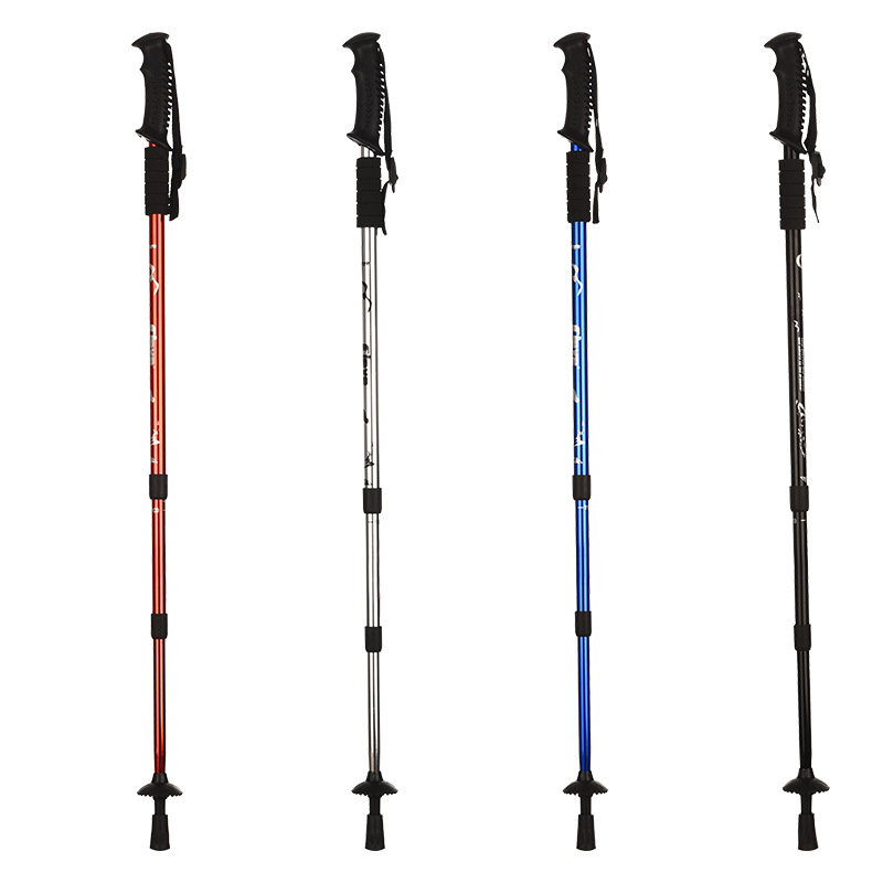 Picture of Cleye aluminum alloy three-section shock absorber T-handle straight handle trekking stick walking stick hiking outdoor supplies trekking stick