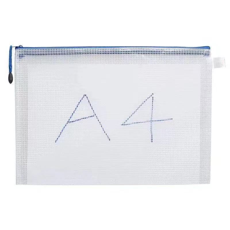 Picture of A4 Transparent Grid Bag Thickened Waterproof Test Paper Storage File Bag Zipper Bag File Data a5 Bill Stationery Bag