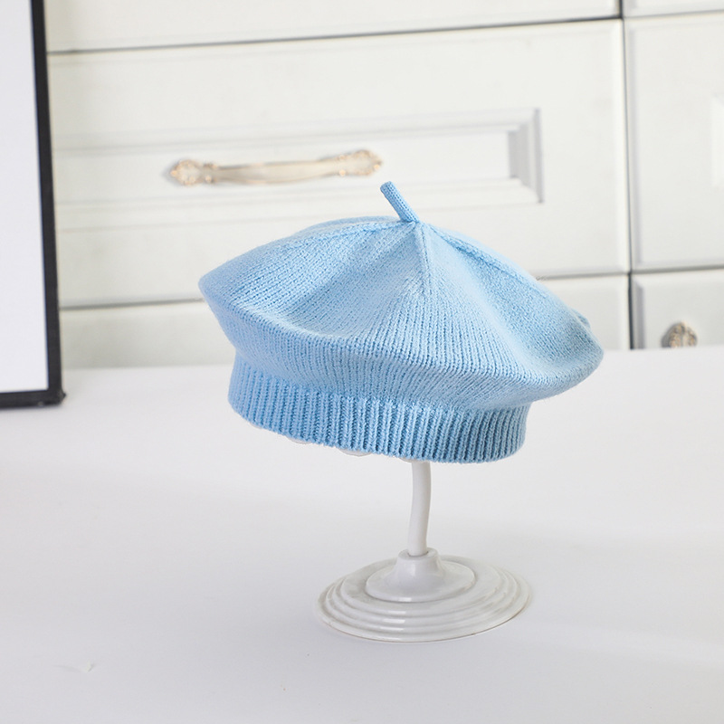 Picture of Baby Hat Autumn and Winter Women's Baby Cute Flower Beret Children's Wool Hat Girls' Knitted Painter Hat Trendy