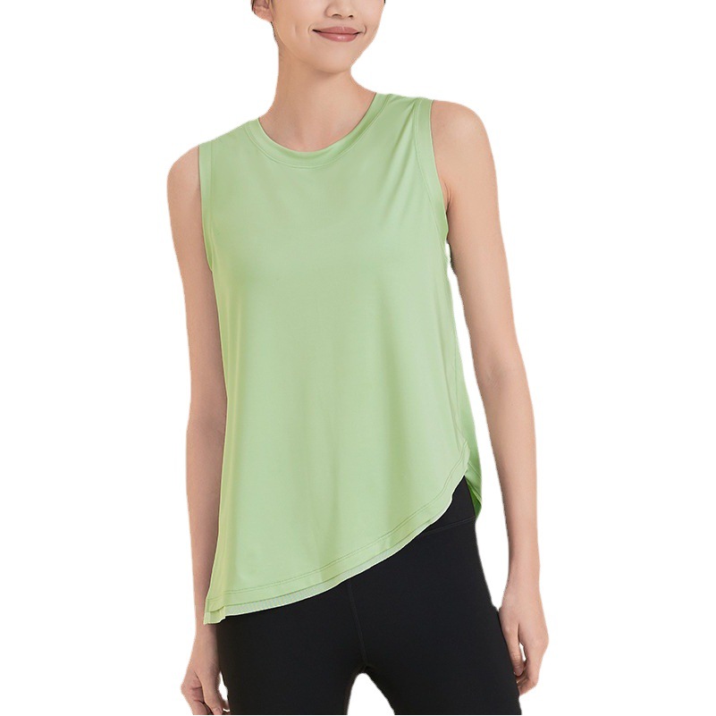 Split-Type Personalized Short Yoga Wear T-Shirt for Women Breathable Quick-Drying Lightweight Vest Fitness Pilates Short-Sleeved Vest