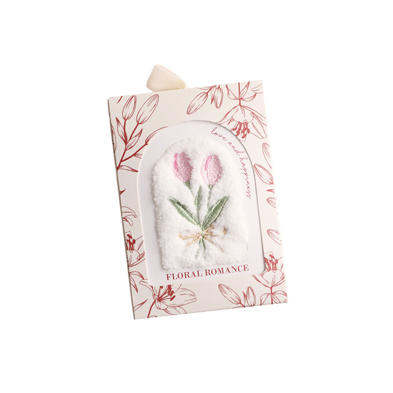 Picture of Mother's Day Tulip Towel Gift Box Hand Gift Small Gift Creative Absorbent Face Wash Towel Square Gift Box