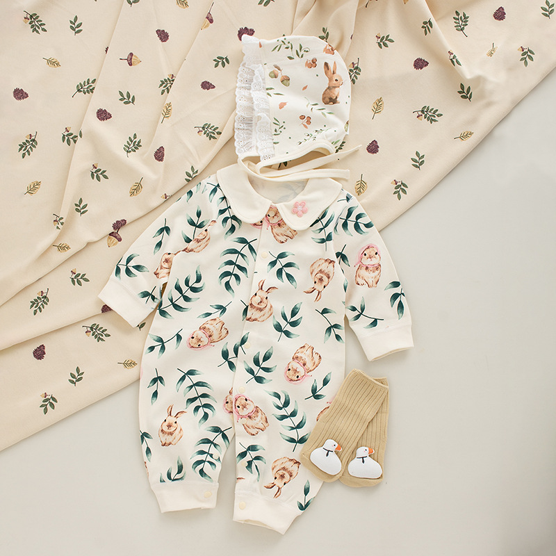 Baby Clothes Early Spring and Autumn Clothes suit Type A Pure Cotton Princess Jumpsuit Full Moon Baby Girl One Hundred Days Old