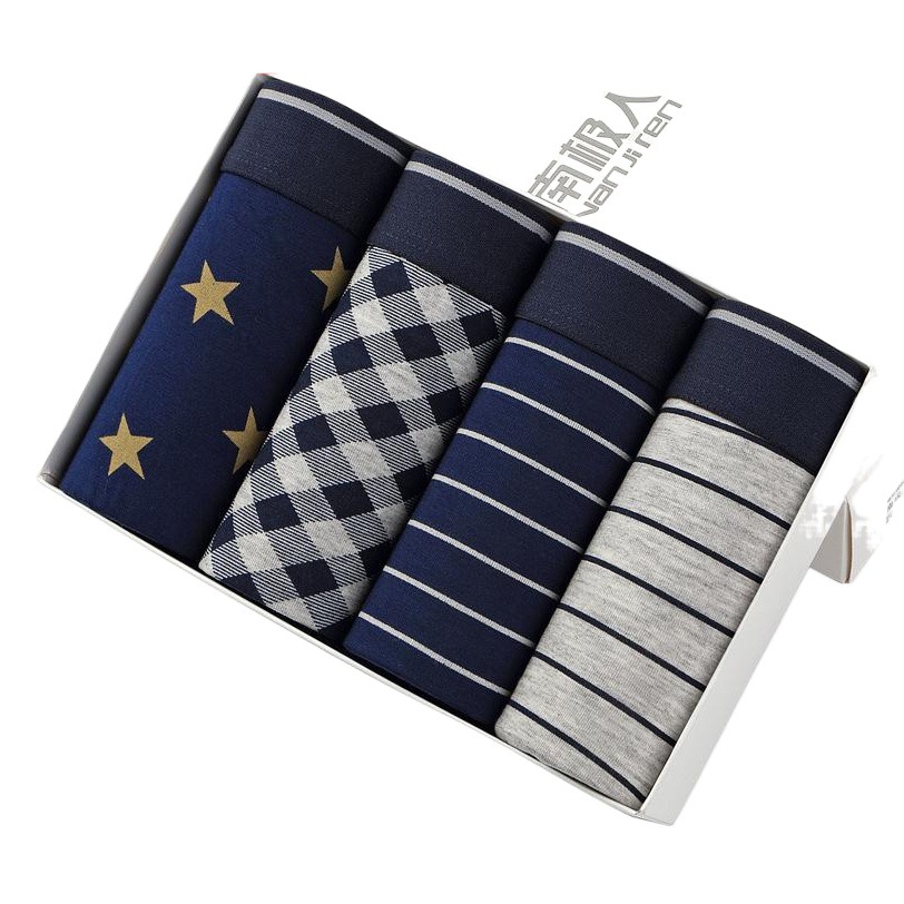 Men's Underwear Pure Cotton Men's Boxer Briefs Youth Breathable Slim Boxer Briefs Sexy Trendy Printed Pants