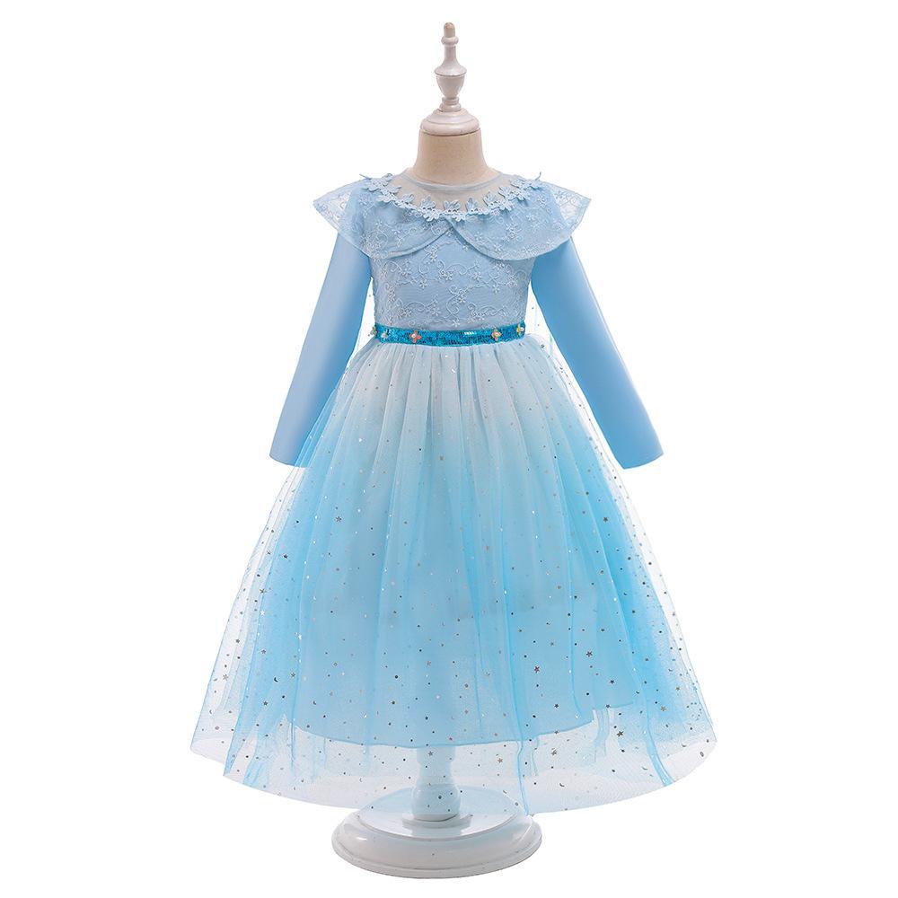 Picture of Frozen 2 Kidsren's Dress Princess Dress Girl Elsa Snowflake Dress Frozen Elsa Princess Style