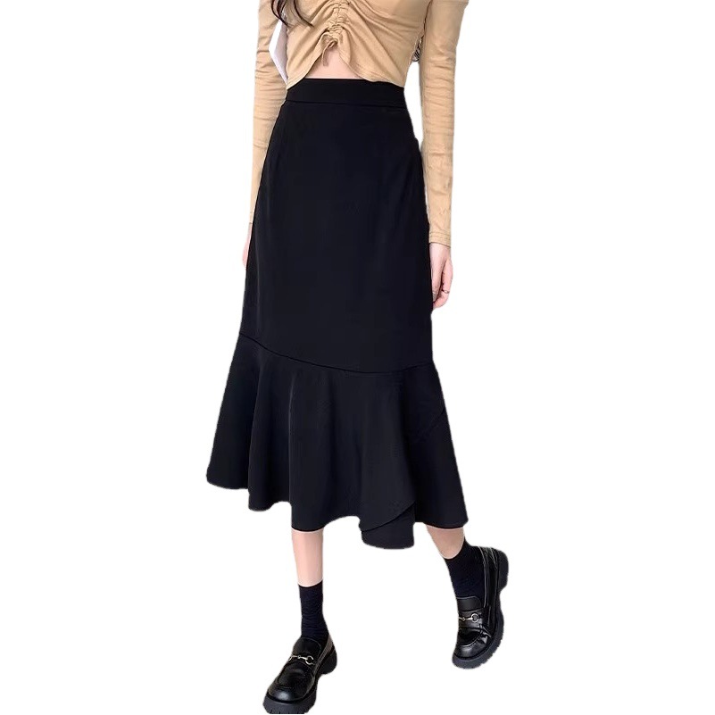Plus Size Skirt for Women 2024 Fat Sister Pear-Shaped Figure Elegant Hip-Covering Slimming Look High-Waisted A-Line Fishtail Skirt