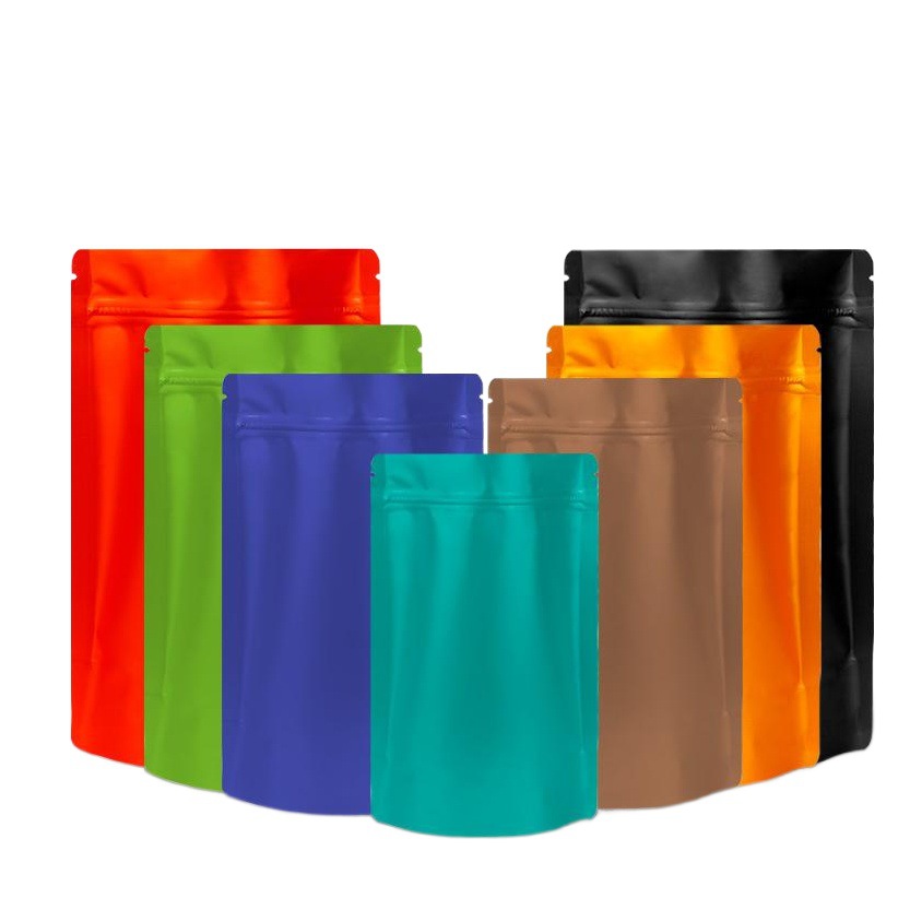 Manufacturer's Ready-Made Colored Aluminum-Coated Self-Standing Ziplock Bags for Coffee, Tea, Snacks, Printed Matte Zipper Seal Bags