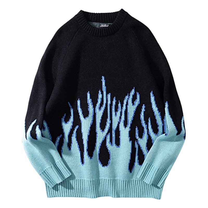 Warm Knitwear Couple Wear Elegant Ins Japanese Style Loose Hip-Hop High Street Round Neck Pullover Long-Sleeved Knitwear for Men and Women
