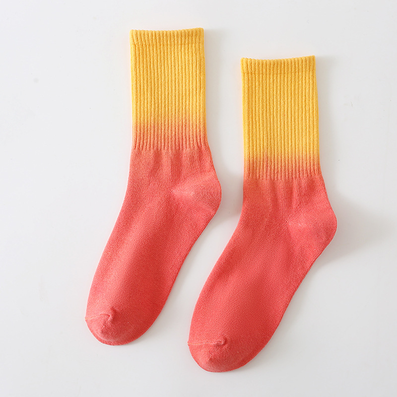 Picture of Women's socks autumn pure cotton deodorant autumn mid-calf Zhuji candy color tie-dyed tide socks wholesale source factory cotton socks