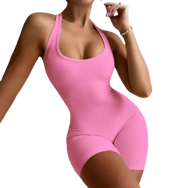 Picture of European and American style sleeveless backless waist-tight Amazon jumpsuit cross-border solid color high waist tight sports yoga jumpsuit