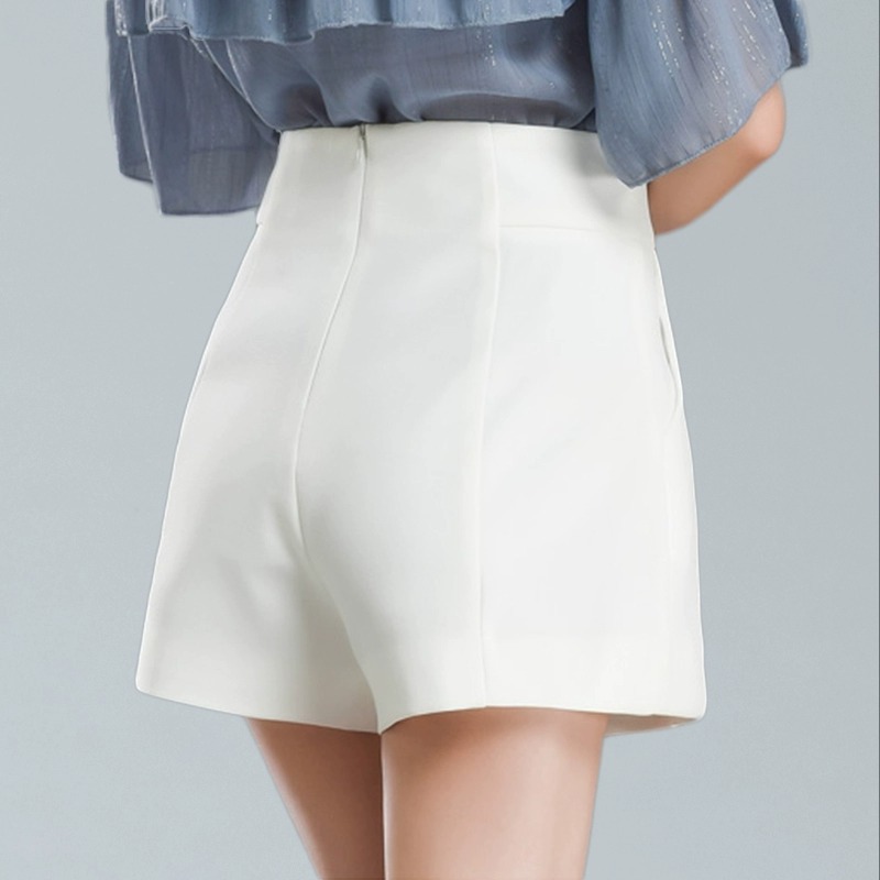 Casual Pants Women's Slim All-Match High Waist Wide Leg Pants 2024 New Summer Fashion White A- Word Suit Shorts