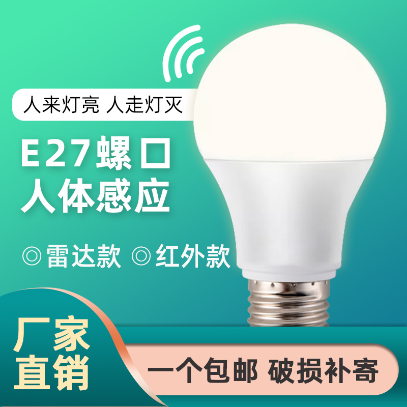 Intelligent Induction Led Bulb E27 Screw Bulb Household Energy-Saving Lamp Infrared Radar Voice-Activated Lamp Manufacturer Wholesale