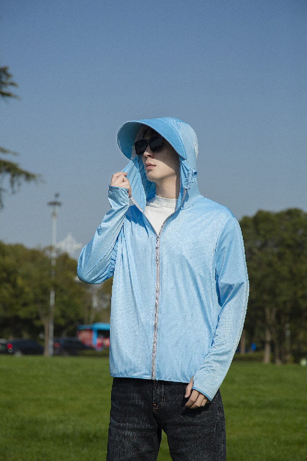 Picture of Jiao's Same Style Summer Ice Silk Non-Uv Protection Clothing for Men and Women with Brim, Non-Uv Protection, Breathable, Quick-Drying Fishing Sun Protection Clothing