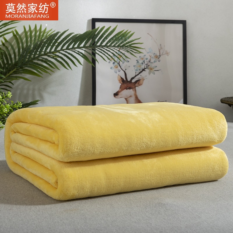 Picture of Solid Color Flannel Blanket Summer Air Conditioning Blanket Office Nap Blanket Single Layer Double-sided Fleece Four Seasons Thin Blanket