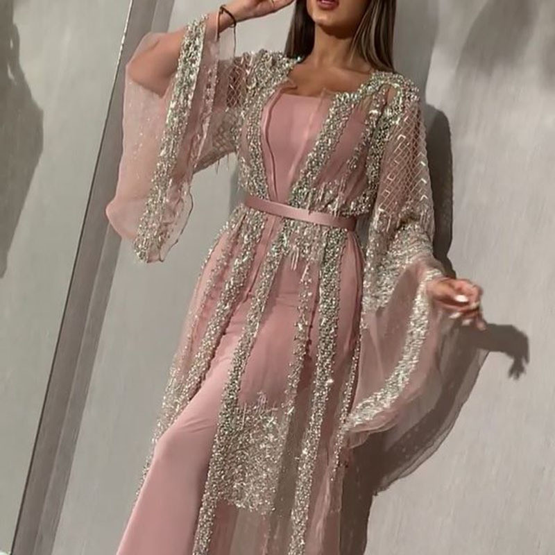 Picture of 2025 Cross-Border New European and American Export Women's Clothing Bronzing Large Hem Dress Sexy Long Skirt Shawl Banquet Evening Dress