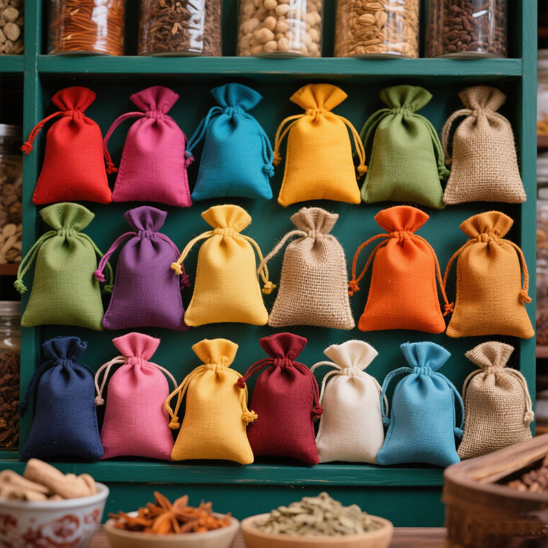 Breathable imitation linen bag in stock drawstring linen bag spice aromatherapy packaging bag linen storage bag