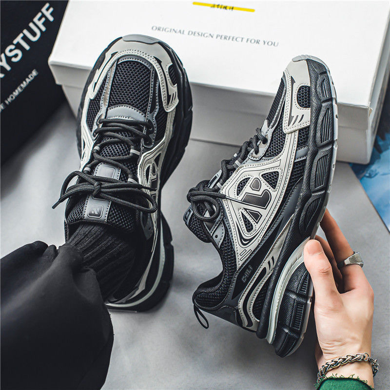 2024 Summer Men's Shoes New Breathable Mesh Shoes Men's Sports Shoes Trendy Versatile Thick-Soled Casual Dad Shoes