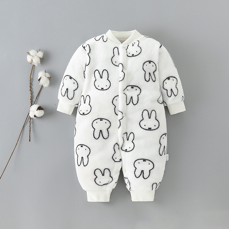 Picture of Baby Clothes Clothing Spring Autumn and Winter Short-sleeved Thickened Hassel Men's and Women's Baby Flannel Warm Jumpsuit Pajamas