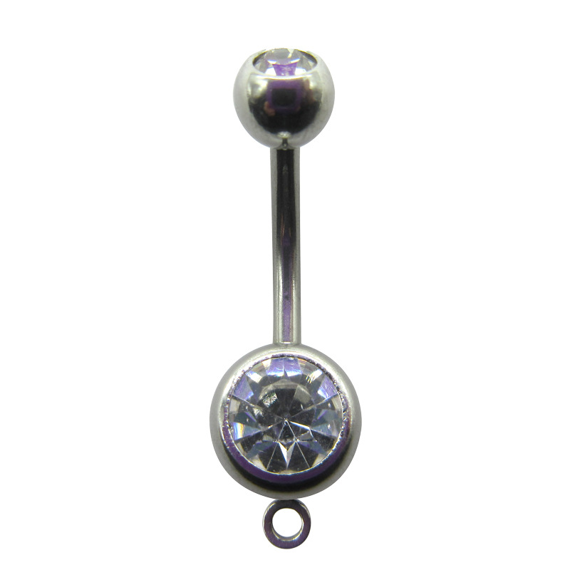 Picture of Meier Stainless Steel Double Diamond Umbilical Ring with Diamond Navel Buckle Cross-border Human Puncture Jewelry with Diamond Navel Nail
