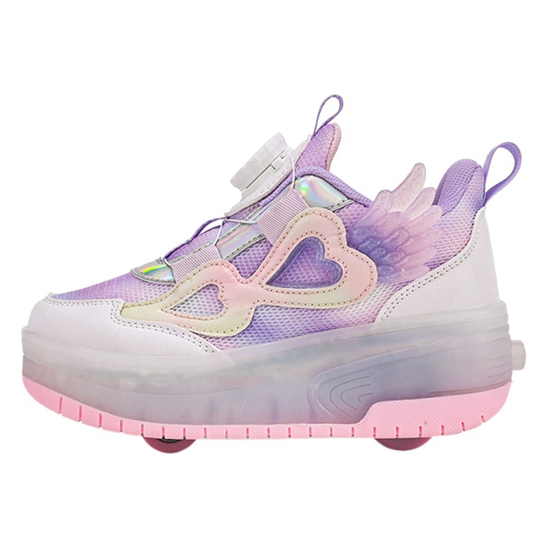 Cross-border walking shoes girls' shoes rotating buckle two-wheel flash skates boys and girls walking walking walking shoes wholesale